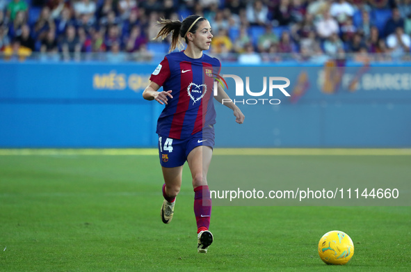 Aitana Bonmati is playing in the match between FC Barcelona and Villarreal CF for week 23 of the Liga F at the Johan Cruyff Stadium in Barce...