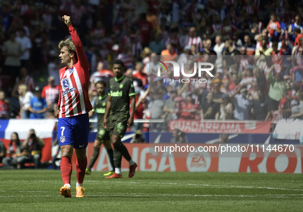 Antoine Griezmann of Atletico de Madrid is celebrating a goal during the Spanish League, LaLiga EA Sports, football match between Atletico d...