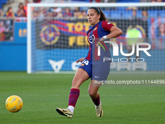 Martina Fernandez is playing in the match between FC Barcelona and Villarreal CF for week 23 of the Liga F at the Johan Cruyff Stadium in Ba...