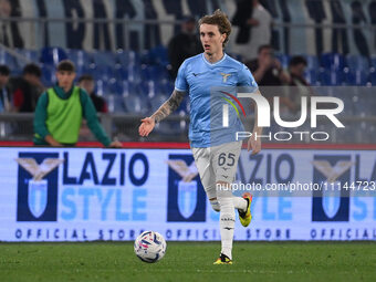Nicolo' Rovella of S.S. Lazio is playing during the 32nd day of the Serie A Championship between S.S. Lazio and U.S. Salernitana at the Olym...
