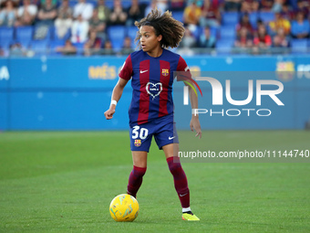 Vicky Lopez is playing in the match between FC Barcelona and Villarreal CF for week 23 of the Liga F at the Johan Cruyff Stadium in Barcelon...