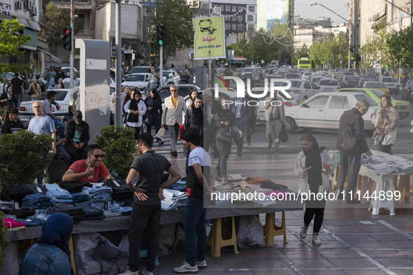 A view of a street in downtown Tehran, Iran, on April 13, 2024. The Prime Minister of Israel, Benjamin Netanyahu, is threatening Iran with a...