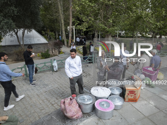 People and vendors are gathering at a park in downtown Tehran, Iran, on April 13, 2024. The Prime Minister of Israel, Benjamin Netanyahu, is...