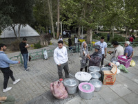 People and vendors are gathering at a park in downtown Tehran, Iran, on April 13, 2024. The Prime Minister of Israel, Benjamin Netanyahu, is...