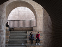 Iranian youths are sitting at an underground station in downtown Tehran, Iran, on April 13, 2024. The Prime Minister of Israel, Benjamin Net...