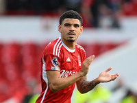 Morgan Gibbs-White of Nottingham Forest is applauding his team's supporters during the Premier League match between Nottingham Forest and Wo...