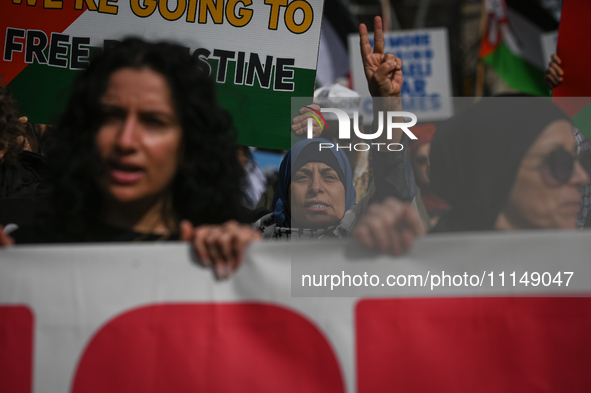 EDMONTON, CANADA - APRIL 14:
Members of the Palestinian diaspora supported by local activists, during the 'Stop Genocide Now' rally, marchin...