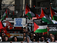 EDMONTON, CANADA - APRIL 14:
Members of the Palestinian diaspora supported by local activists, during the 'Stop Genocide Now' rally, marchin...