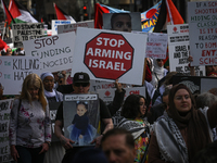 EDMONTON, CANADA - APRIL 14:
Members of the Palestinian diaspora supported by local activists, during the 'Stop Genocide Now' rally, marchin...