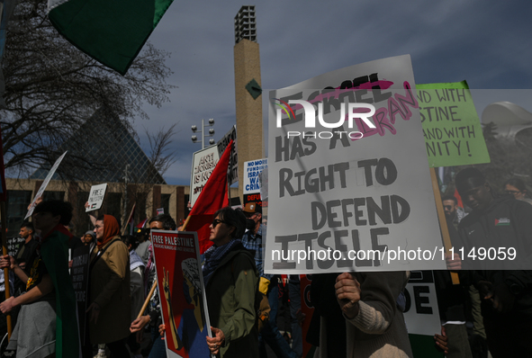 EDMONTON, CANADA - APRIL 14:
Members of the Palestinian diaspora supported by local activists, during the 'Stop Genocide Now' rally, marchin...