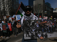 EDMONTON, CANADA - APRIL 14:
Members of the Palestinian diaspora supported by local activists, during the 'Stop Genocide Now' rally, marchin...