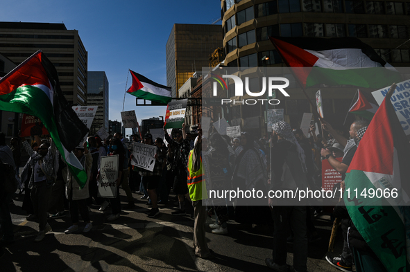 EDMONTON, CANADA - APRIL 14:
Members of the Palestinian diaspora supported by local activists, during the 'Stop Genocide Now' rally, marchin...