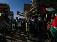 EDMONTON, CANADA - APRIL 14:
Members of the Palestinian diaspora supported by local activists, during the 'Stop Genocide Now' rally, marchin...