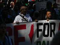 EDMONTON, CANADA - APRIL 14:
Members of the Palestinian diaspora supported by local activists, during the 'Stop Genocide Now' rally, marchin...