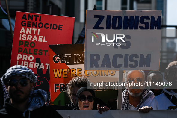 EDMONTON, CANADA - APRIL 14:
Members of the Palestinian diaspora supported by local activists, during the 'Stop Genocide Now' rally, marchin...