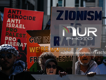 EDMONTON, CANADA - APRIL 14:
Members of the Palestinian diaspora supported by local activists, during the 'Stop Genocide Now' rally, marchin...