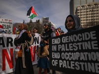 EDMONTON, CANADA - APRIL 14:
Members of the Palestinian diaspora supported by local activists, during the 'Stop Genocide Now' rally, marchin...