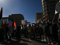 EDMONTON, CANADA - APRIL 14:
Members of the Palestinian diaspora supported by local activists, during the 'Stop Genocide Now' rally, marchin...