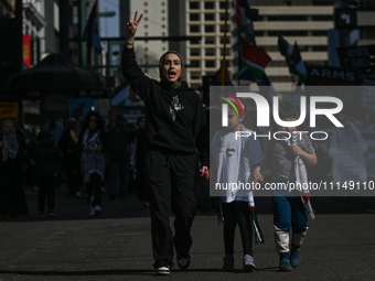 EDMONTON, CANADA - APRIL 14:
Members of the Palestinian diaspora supported by local activists, during the 'Stop Genocide Now' rally, marchin...