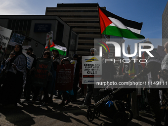 EDMONTON, CANADA - APRIL 14:
Members of the Palestinian diaspora supported by local activists, during the 'Stop Genocide Now' rally, marchin...