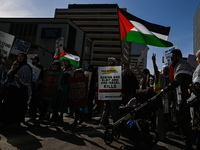 EDMONTON, CANADA - APRIL 14:
Members of the Palestinian diaspora supported by local activists, during the 'Stop Genocide Now' rally, marchin...