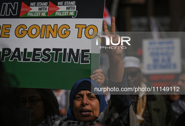 EDMONTON, CANADA - APRIL 14:
Members of the Palestinian diaspora supported by local activists, during the 'Stop Genocide Now' rally, marchin...