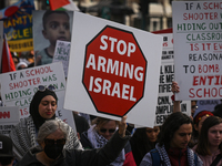 EDMONTON, CANADA - APRIL 14:
Members of the Palestinian diaspora supported by local activists, during the 'Stop Genocide Now' rally, marchin...