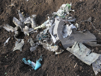 Debris from a missile used by Russian troops to attack the city is lying in Dnipro, Eastern Ukraine, on April 15, 2024. (