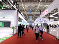 Citizens are visiting the exhibition area of the 61st China Higher Education Expo in Fuzhou, Fujian Province, China, on April 15, 2024. (