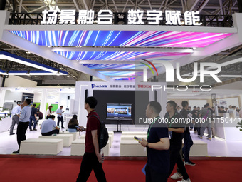 Citizens are visiting the exhibition area of the 61st China Higher Education Expo in Fuzhou, Fujian Province, China, on April 15, 2024. (