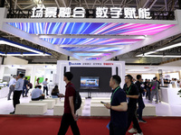 Citizens are visiting the exhibition area of the 61st China Higher Education Expo in Fuzhou, Fujian Province, China, on April 15, 2024. (