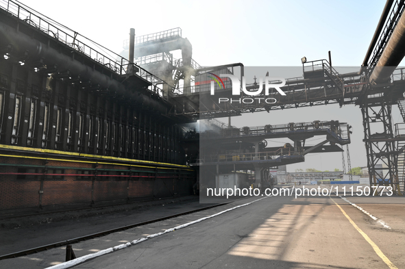 Coke ovens are being pictured on the premises of PJSC Zaporizhcoke in Zaporizhzhia, Ukraine, on April 11, 2024. NO USE RUSSIA. NO USE BELARU...