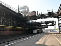 Coke ovens are being pictured on the premises of PJSC Zaporizhcoke in Zaporizhzhia, Ukraine, on April 11, 2024. NO USE RUSSIA. NO USE BELARU...