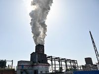 People are working on the premises of PJSC Zaporizhcoke in Zaporizhzhia, southeastern Ukraine, on April 11, 2024. (