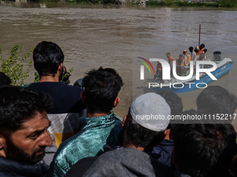 A rescue operation is continuing near the incident site in Gundbal, Srinagar, Jammu and Kashmir, India, on April 16, 2024. At least six pers...