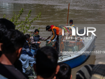 A rescue operation is continuing near the incident site in Gundbal, Srinagar, Jammu and Kashmir, India, on April 16, 2024. At least six pers...