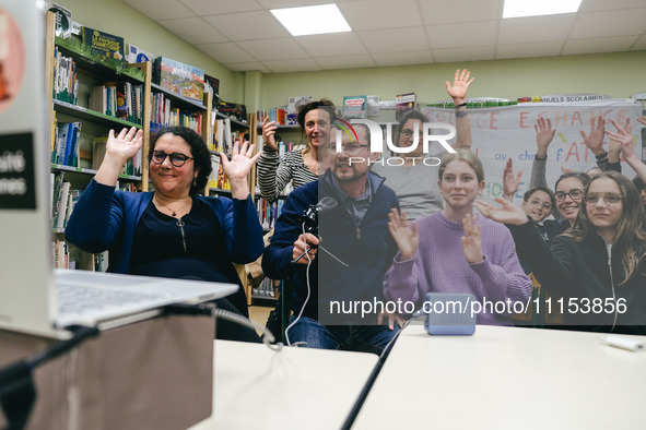 In Rennes, France, on April 16, 2024, several dozen parents are occupying the College d'Echange in protest against the 'choc des savoirs'. T...