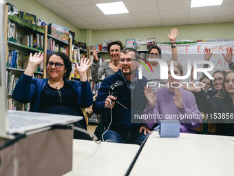 In Rennes, France, on April 16, 2024, several dozen parents are occupying the College d'Echange in protest against the 'choc des savoirs'. T...