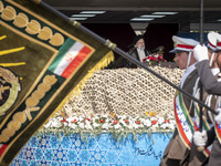 Iranian President Ebrahim Raisi (C) is attending a military parade to mark Iran's Army Day anniversary at an Army military base in Tehran, I...