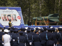 A truck is carrying an Iranian-made Qased bomb during a military parade marking Iran's Army Day anniversary at an Army military base in Tehr...