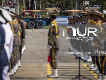 A truck is carrying Iranian-made Unmanned Aerial Vehicles (UAVs) during a military parade marking the anniversary of Iran's Army Day at an A...