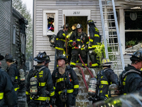  	The Chicago Fire Department is battling a significant 2-11 alarm blaze at 2837 North Christiana Avenue in Chicago, Illinois, on April 19,...