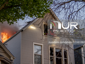  	The Chicago Fire Department is battling a significant 2-11 alarm blaze at 2837 North Christiana Avenue in Chicago, Illinois, on April 19,...