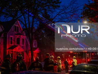  	The Chicago Fire Department is battling a significant 2-11 alarm blaze at 2837 North Christiana Avenue in Chicago, Illinois, on April 19,...