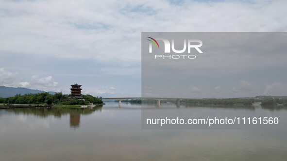 The water level of the Rongan county section of the Rongjiang River in the upper reaches of the Pearl River is rising in Liuzhou, China, on...