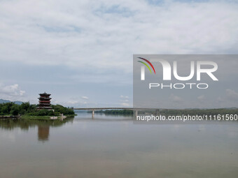 The water level of the Rongan county section of the Rongjiang River in the upper reaches of the Pearl River is rising in Liuzhou, China, on...