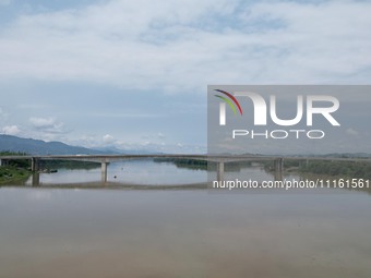 The water level of the Rongan county section of the Rongjiang River in the upper reaches of the Pearl River is rising in Liuzhou, China, on...