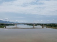 The water level of the Rongan county section of the Rongjiang River in the upper reaches of the Pearl River is rising in Liuzhou, China, on...