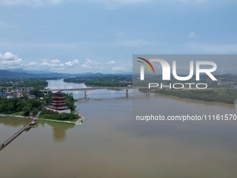 The water level of the Rongan county section of the Rongjiang River in the upper reaches of the Pearl River is rising in Liuzhou, China, on...