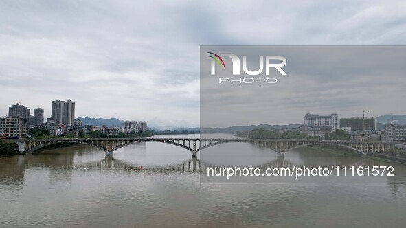 The water level of the Rongan county section of the Rongjiang River in the upper reaches of the Pearl River is rising in Liuzhou, China, on...